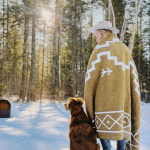 Isabela Zapotec Reversible Blanket  //  Light Brown/Cream