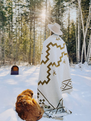 Isabela Zapotec Reversible Blanket  //  Light Brown/Cream