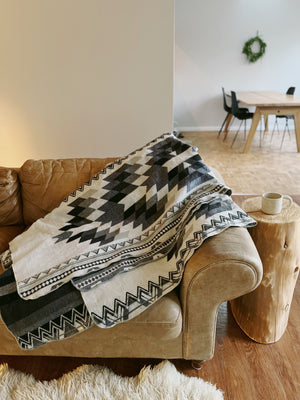 Otavalo Aztec Reversible Blanket  //  Grey/Black/Cream