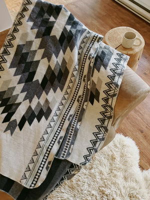 Otavalo Aztec Reversible Blanket  //  Grey/Black/Cream