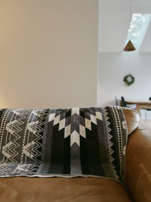 Otavalo Aztec Reversible Blanket  //  Grey/Black/Cream