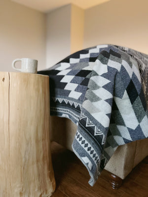 Otavalo Aztec Reversible Blanket  //  Grey/Black/Cream