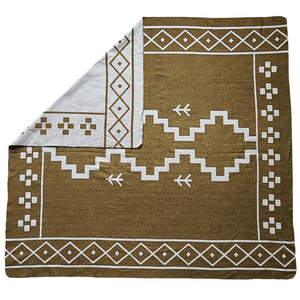 Isabela Zapotec Reversible Blanket  //  Light Brown/Cream