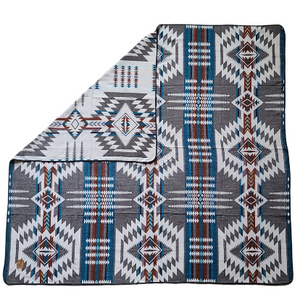 Cuenca Aztec Reversible Blanket  //  Grey/Teal/Red