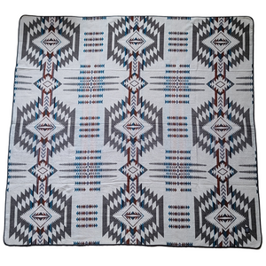 Cuenca Aztec Reversible Blanket  //  Grey/Teal/Red