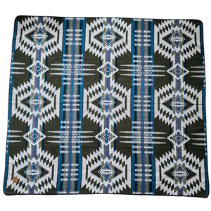 Esmeraldas Aztec Reversible Blanket  //  Olive Green/Teal/Grey