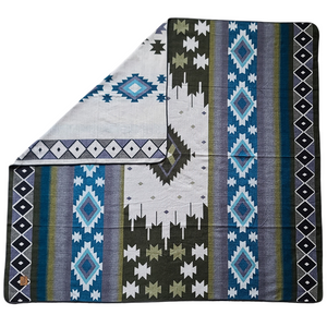 San Pablo Aztec Reversible Blanket  //  Olive Green/Grey/Teal