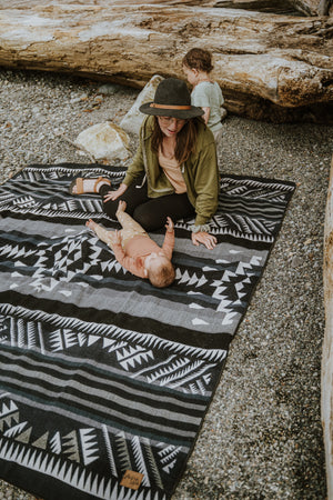 Badlands Aztec Reversible Blanket  //  Grey/Navy/Cream